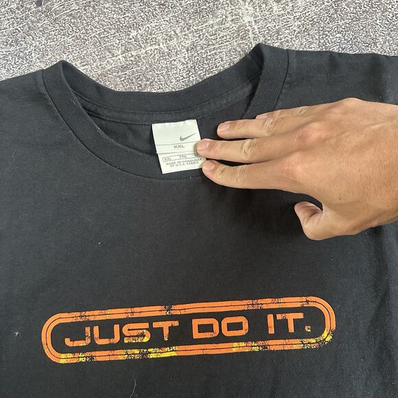Men's Vintage 90's Nike Just Do It Spell Out Box Logo Black T Shirt Tee Sz 2XL - Picture 2 of 3